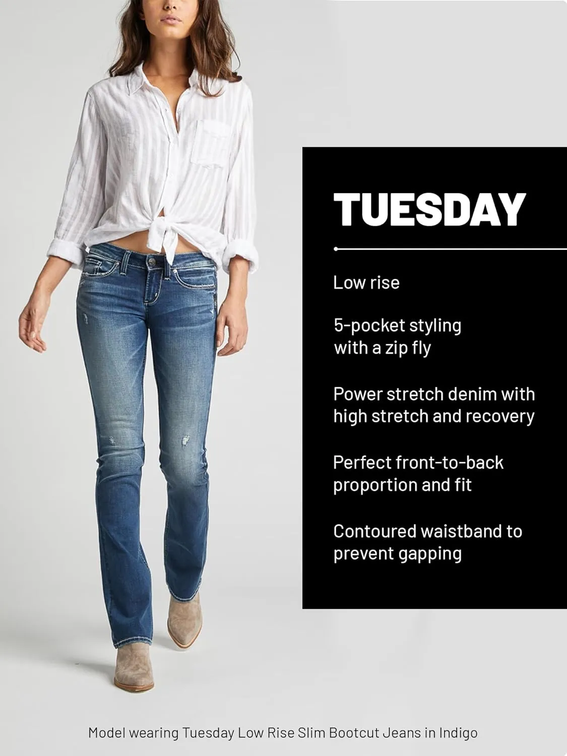 Silver Jeans Co. Women's Tuesday Low Rise Slim Bootcut Jeans