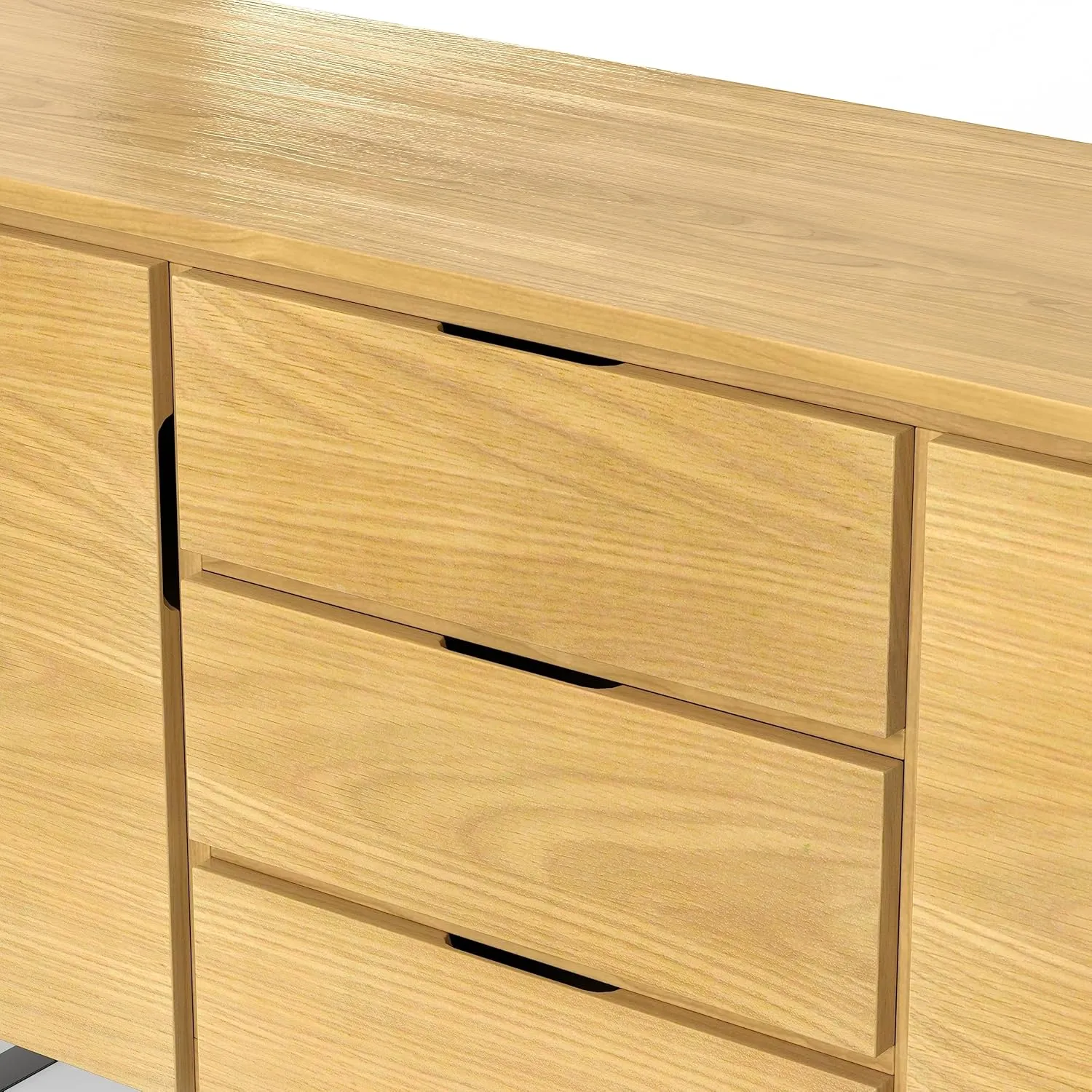 SIMPLIHOME Lowry 60 inch x 17 inch Rectangle Modern Industrial Sideboard Buffet in Oak Veneer for the Dining Room and Kitchen