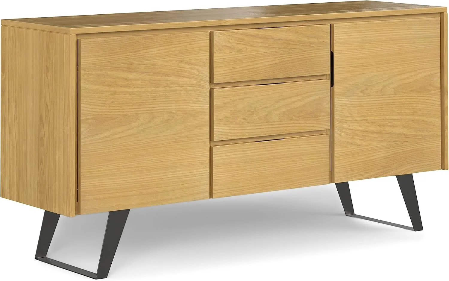 SIMPLIHOME Lowry 60 inch x 17 inch Rectangle Modern Industrial Sideboard Buffet in Oak Veneer for the Dining Room and Kitchen
