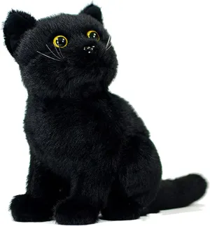 Simulation Black Cat Plush Toy, Super Soft and Cute Cat Stuffed Animal Plush Toy Lifelike Kids Girl Birthday Home Decor