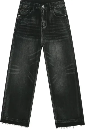 Skateboard Hip Hop Streetwear Trousers Men Loose Fit Wide Leg Denim Pants Comfortable Flexible Pants for Mens