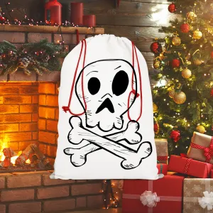 Skull and Cross Bones Sublimation Linen Drawstring Sack