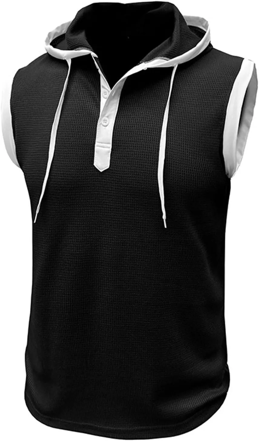 Sleeveless Hoodies for Men Button Down V Neck Tank Tops Workout Gym Casual Muscle Oversized Summer Fashion Big and Tall Vest