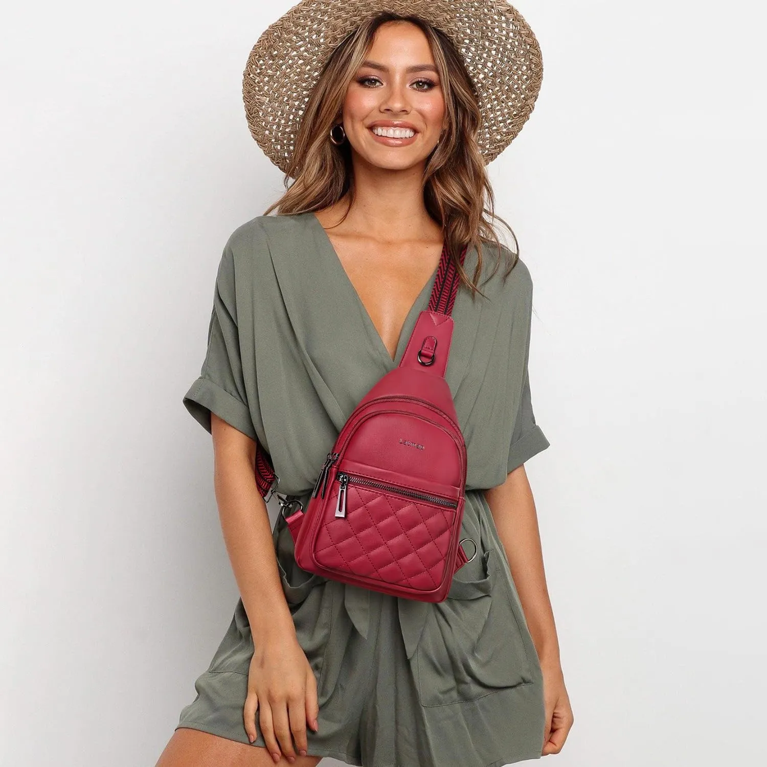 Sling Bag For Women Fanny Pack Crossbody Travel Shoulder Belt Bags Tote Backpack Purse Faux Leather