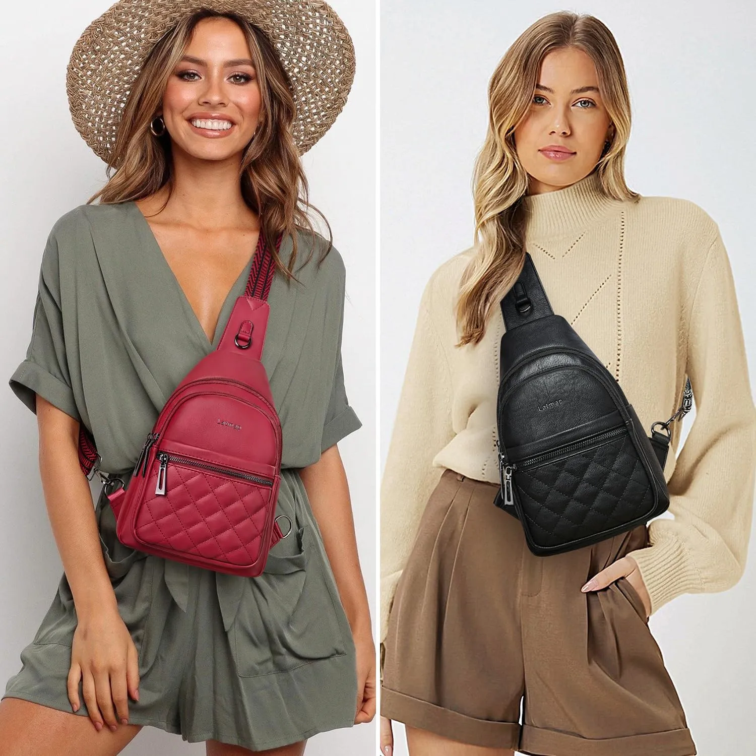 Sling Bag For Women Fanny Pack Crossbody Travel Shoulder Belt Bags Tote Backpack Purse Faux Leather