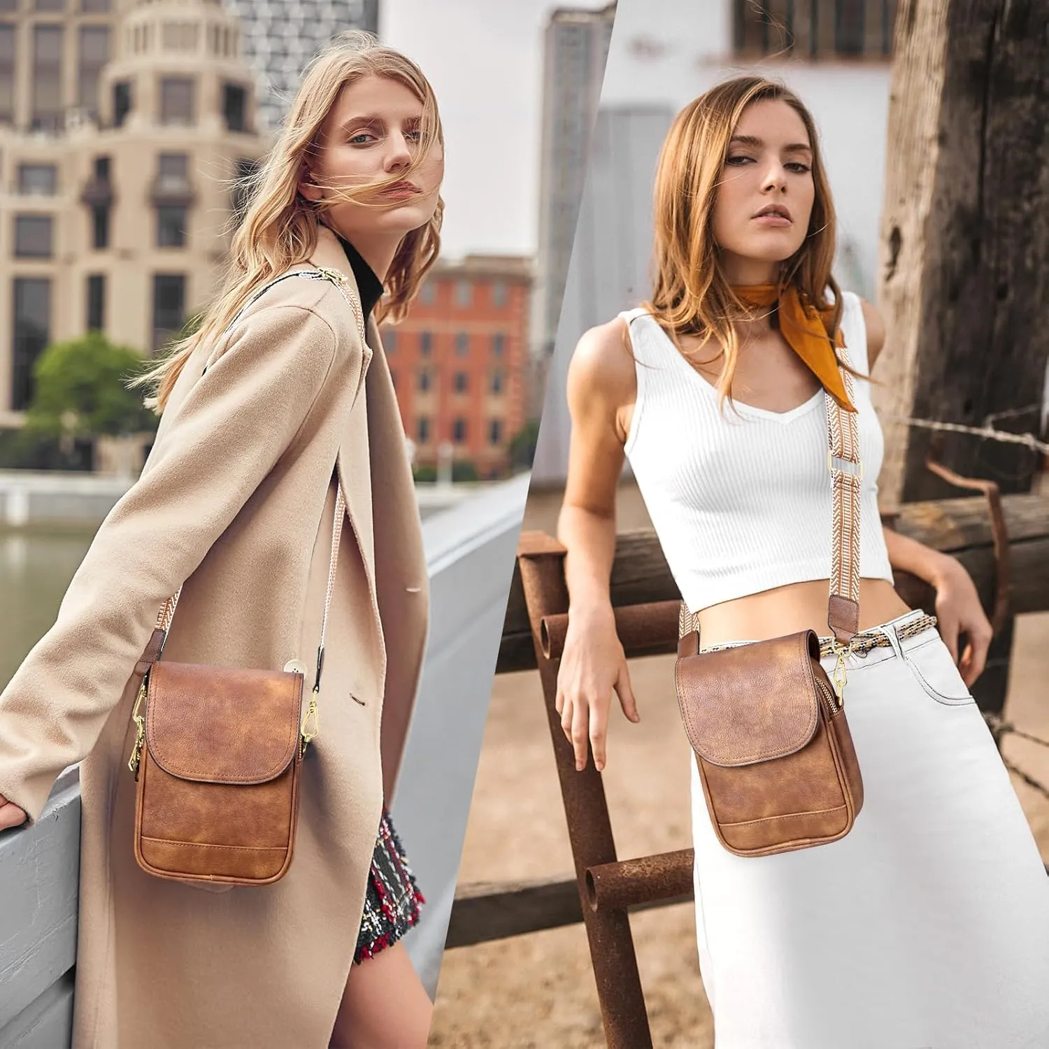 Small Crossbody Bag for Women Leather Cell Phone Travel Purse Shoulder Handbag with Strap for Wallet