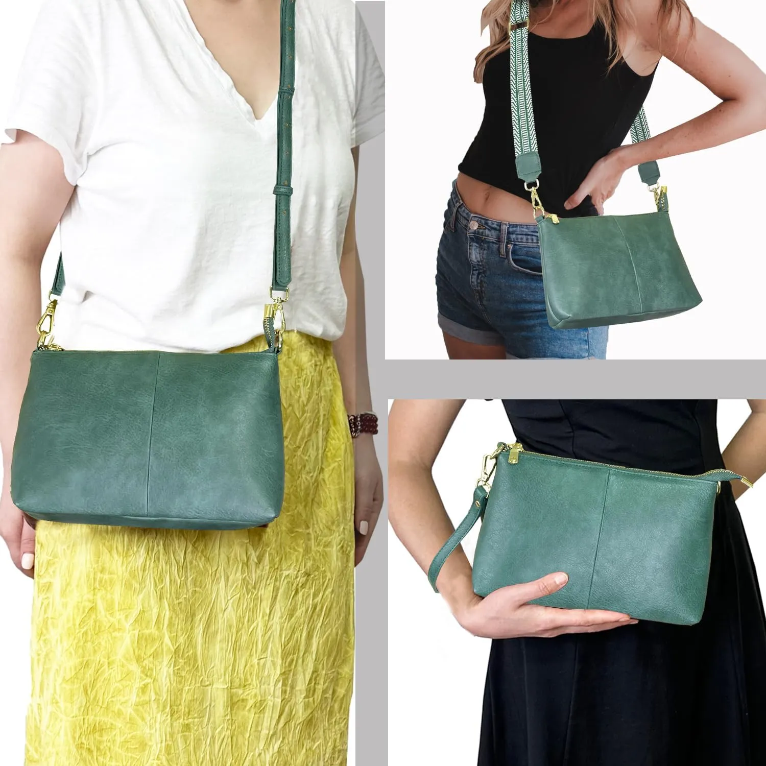 Small Crossbody Clutch Purses Bags for Women Wristlet Wallet Vegan Shoulder Handbags Guitar Strap   Leather Strap