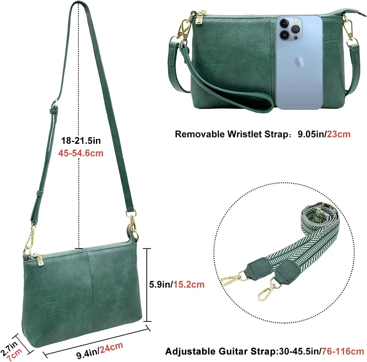 Small Crossbody Clutch Purses Bags for Women Wristlet Wallet Vegan Shoulder Handbags Guitar Strap   Leather Strap