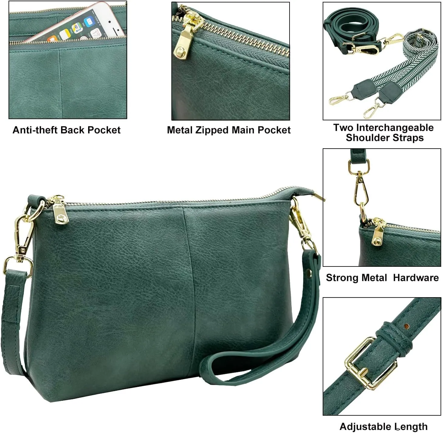 Small Crossbody Clutch Purses Bags for Women Wristlet Wallet Vegan Shoulder Handbags Guitar Strap   Leather Strap