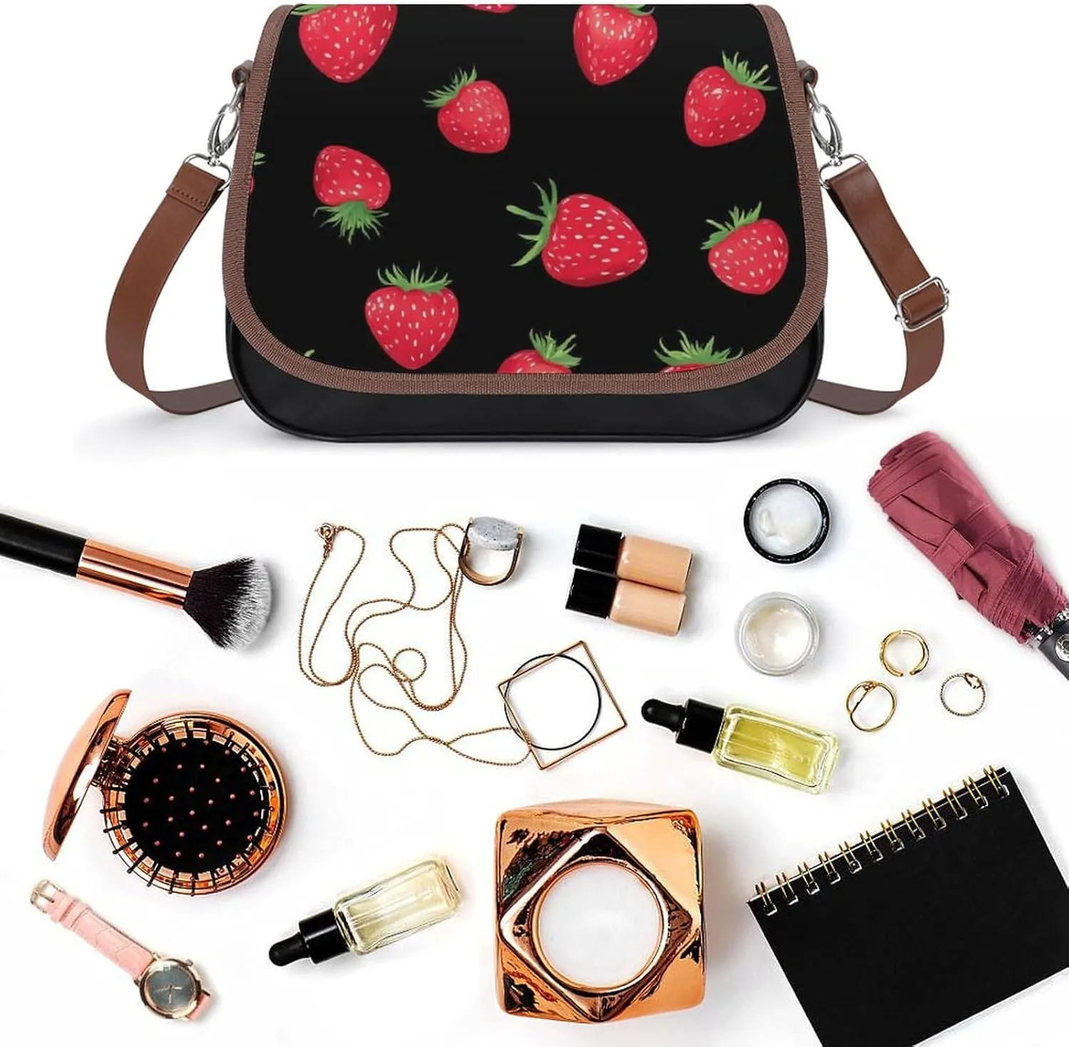 Small Crossbody Handbags Pu Leather Purse Travel Shoulder Bag with Adjustable Strap
