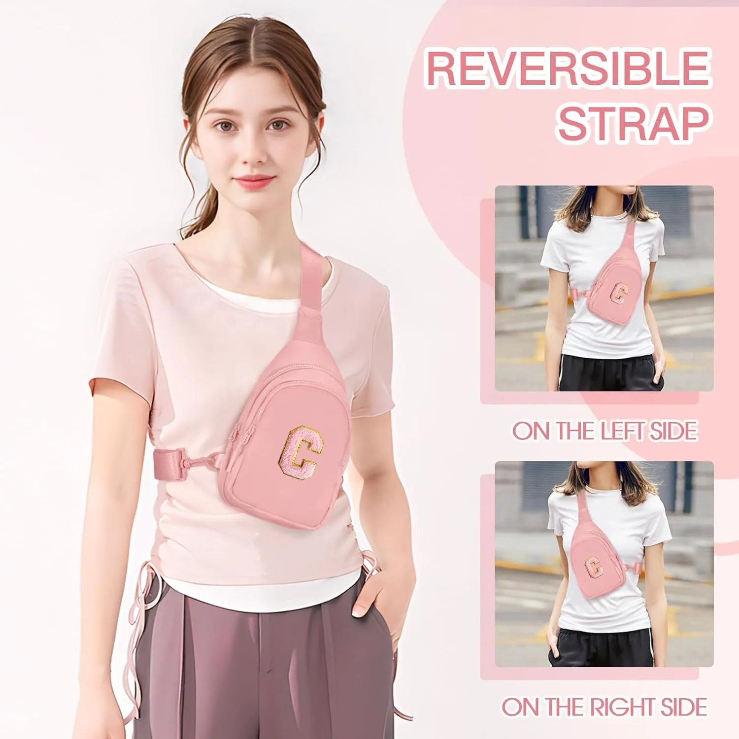 Small Initial Sling Bag for Girls & Women - Cute Crossbody Fanny Pack Gift
