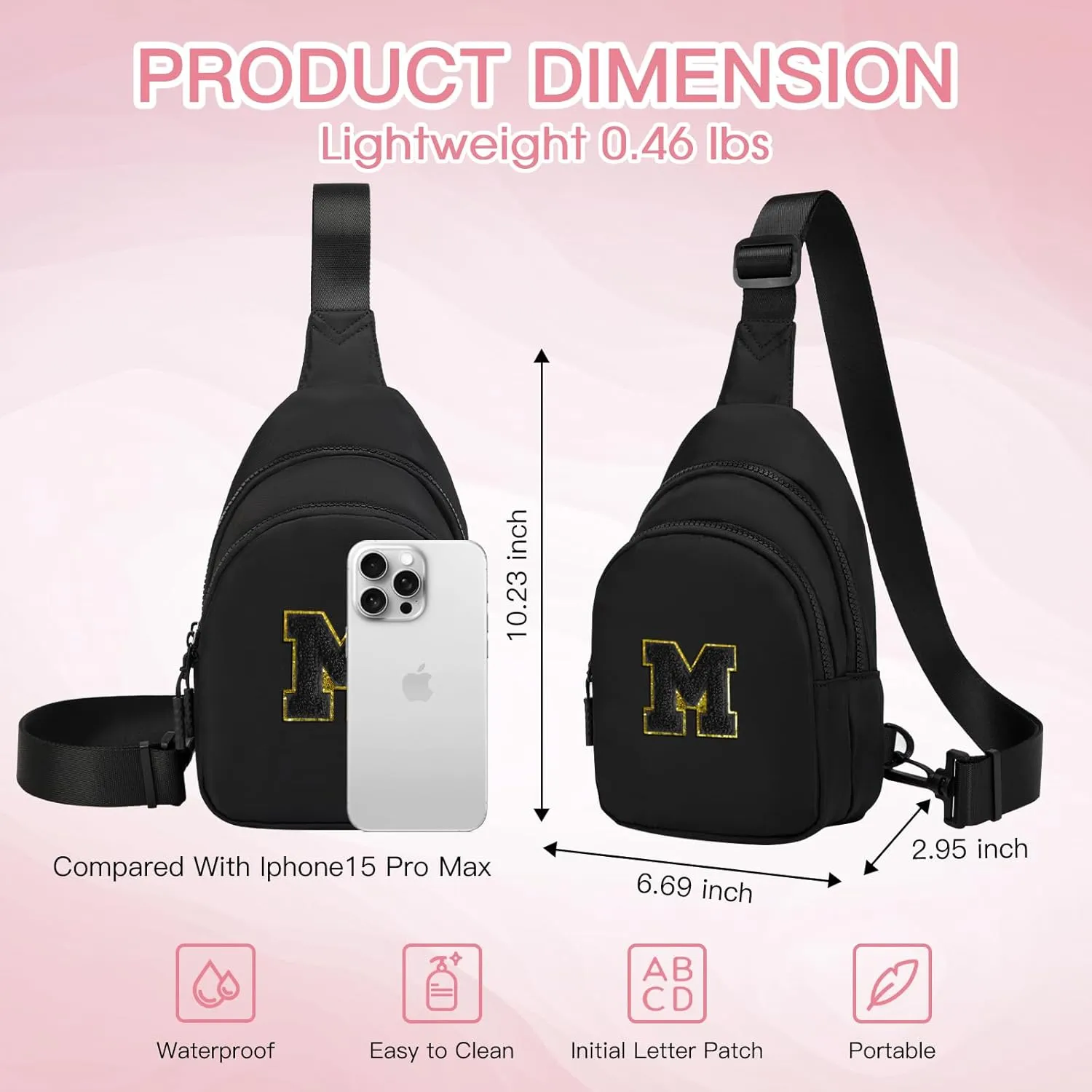 Small Initial Sling Bag for Girls & Women - Cute Crossbody Fanny Pack Gift