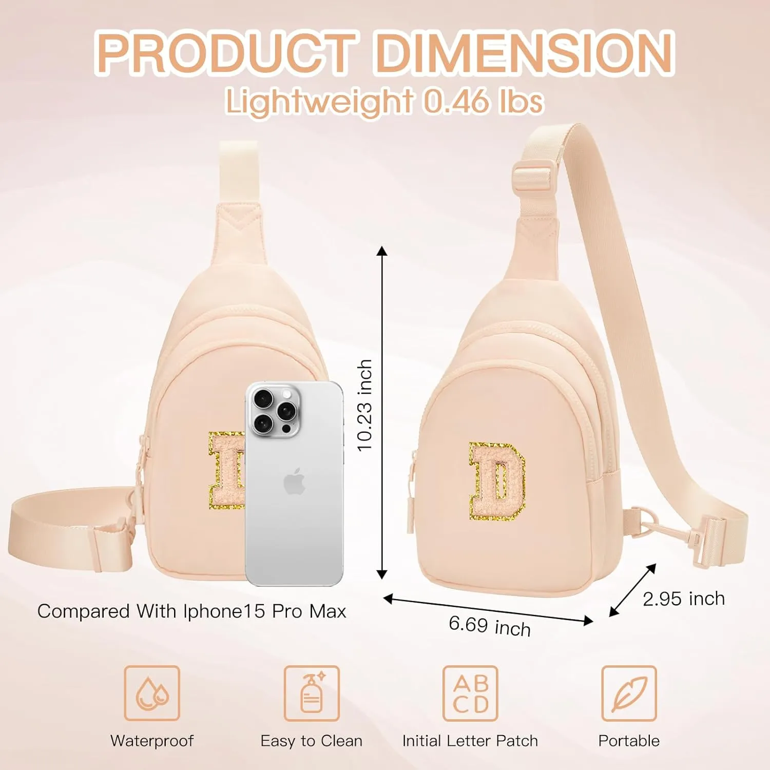 Small Initial Sling Bag for Girls & Women - Cute Crossbody Fanny Pack Gift