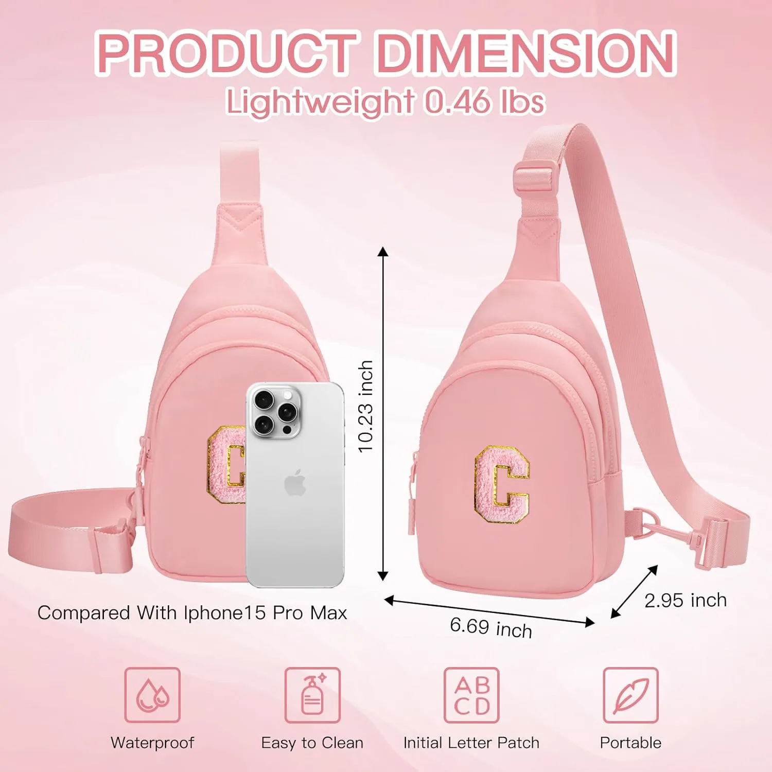 Small Initial Sling Bag for Girls & Women - Cute Crossbody Fanny Pack Gift