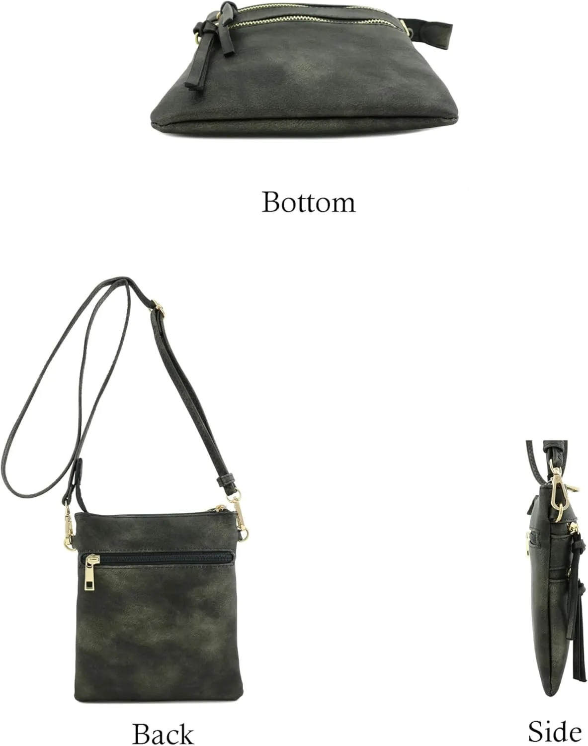 Small Lightweight Shoulder Bag for Women, Mini Multi Zipper Pocket Crossbody Handbag with Adjustable strap
