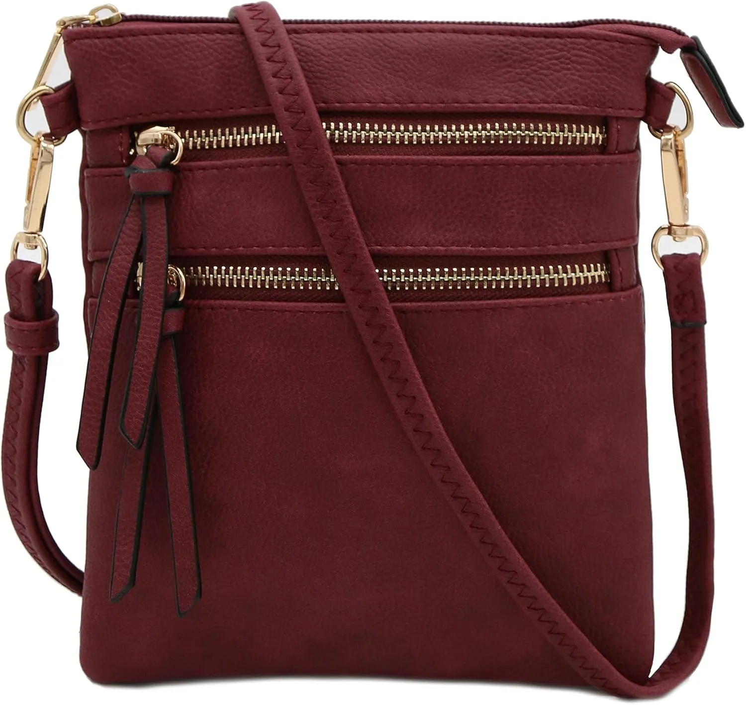 Small Lightweight Shoulder Bag for Women, Mini Multi Zipper Pocket Crossbody Handbag with Adjustable strap