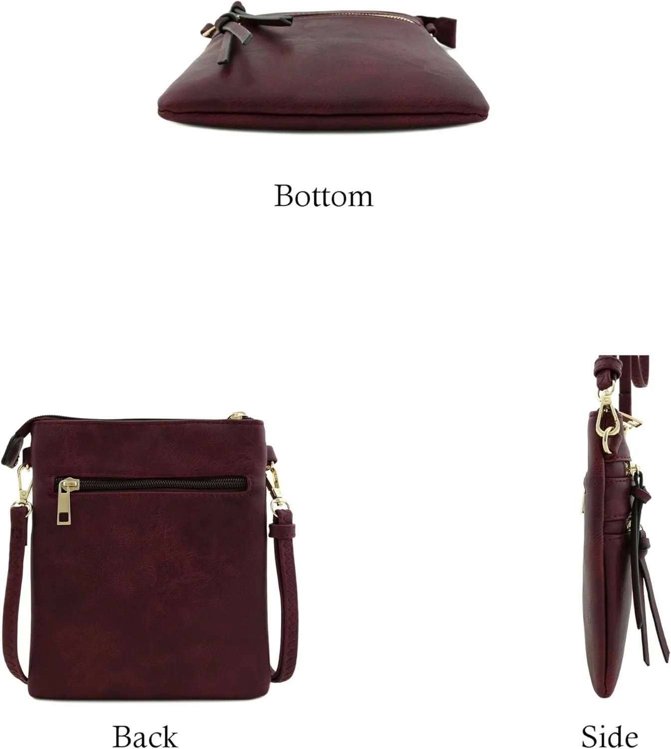 Small Lightweight Shoulder Bag for Women, Mini Multi Zipper Pocket Crossbody Handbag with Adjustable strap