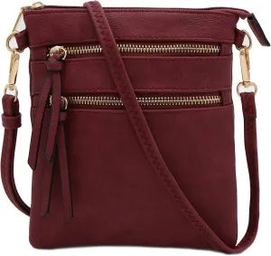 Small Lightweight Shoulder Bag for Women, Mini Multi Zipper Pocket Crossbody Handbag with Adjustable strap