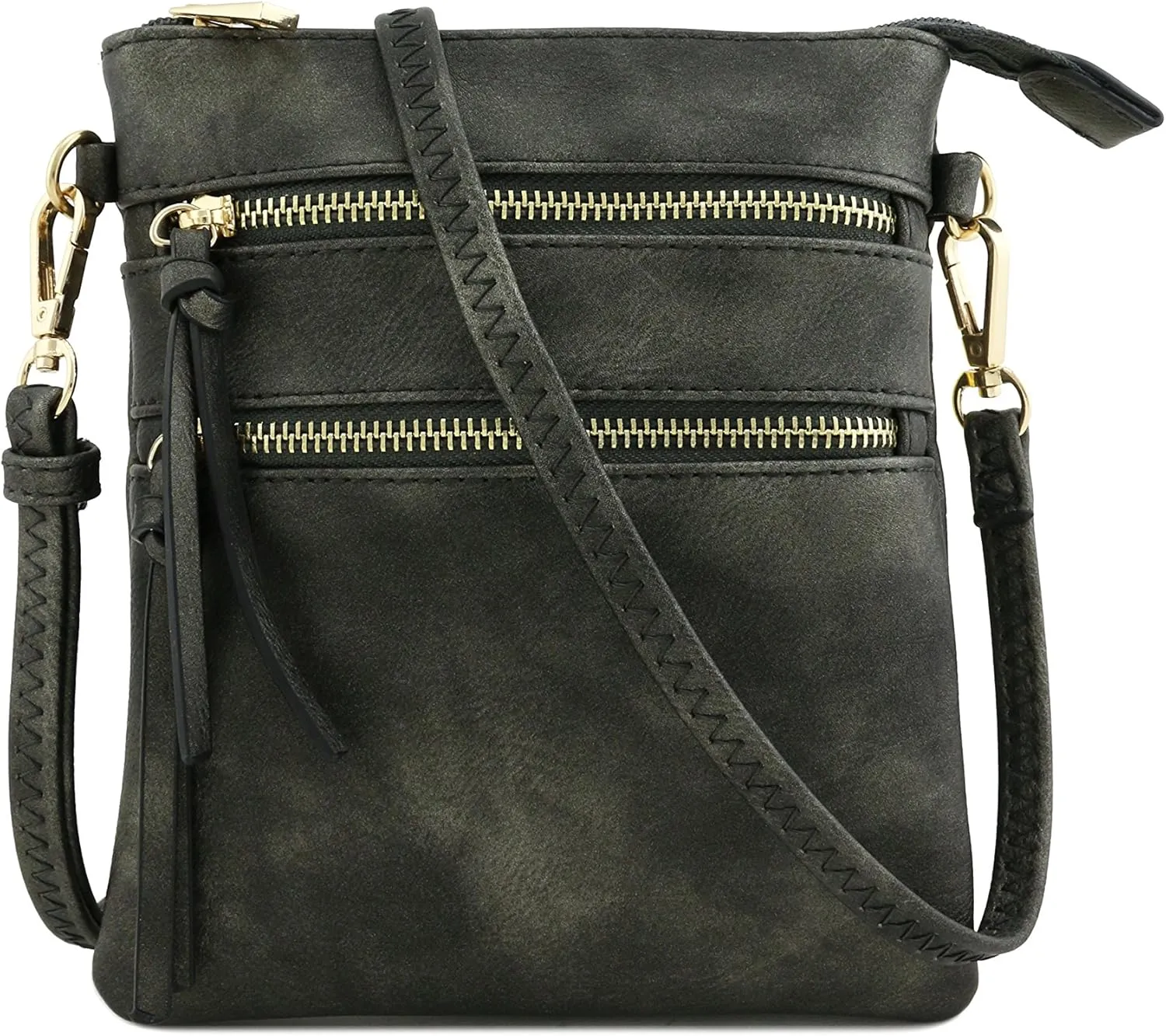 Small Lightweight Shoulder Bag for Women, Mini Multi Zipper Pocket Crossbody Handbag with Adjustable strap