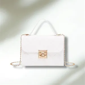 Small White Pu Leather Handbag