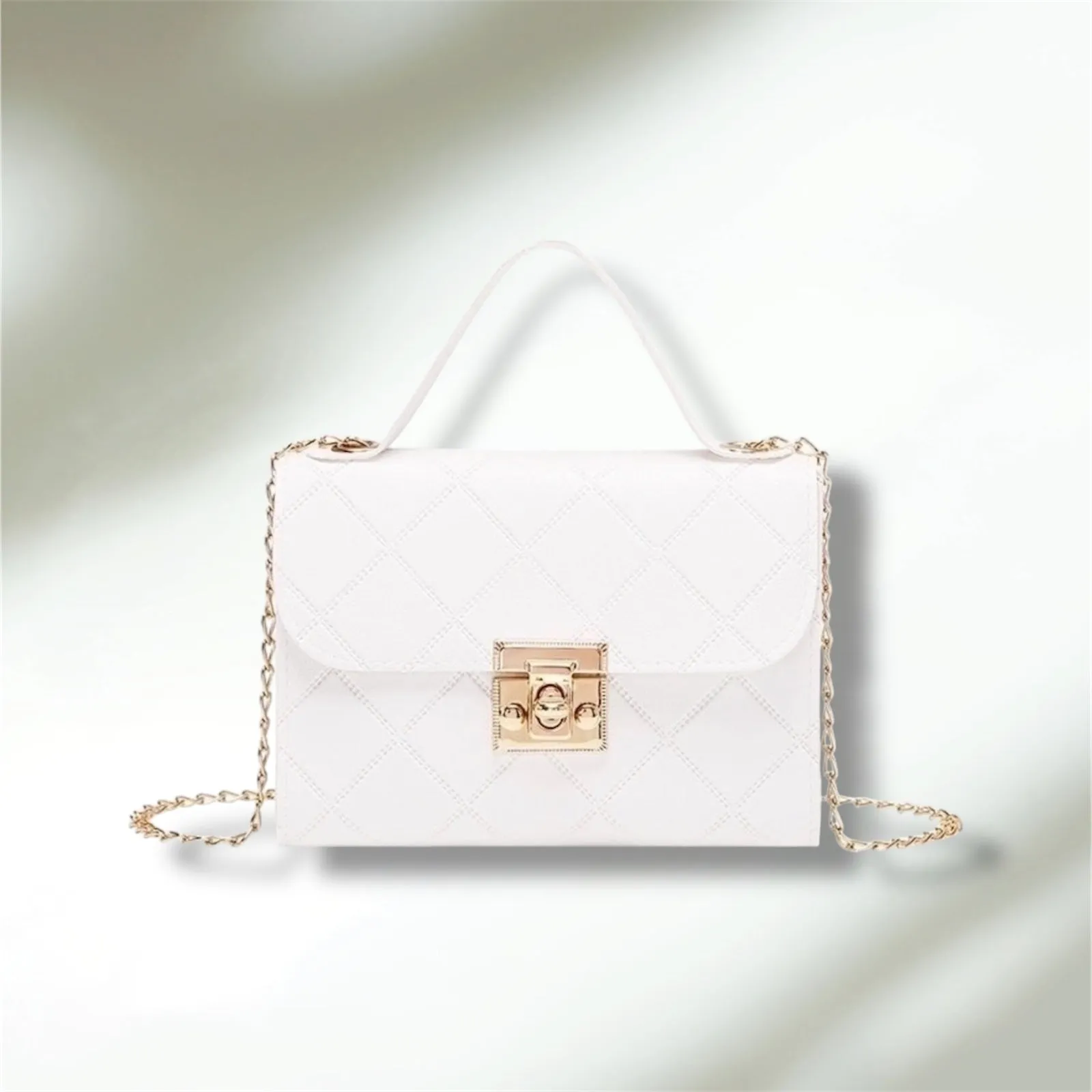 Small White Pu Leather Handbag