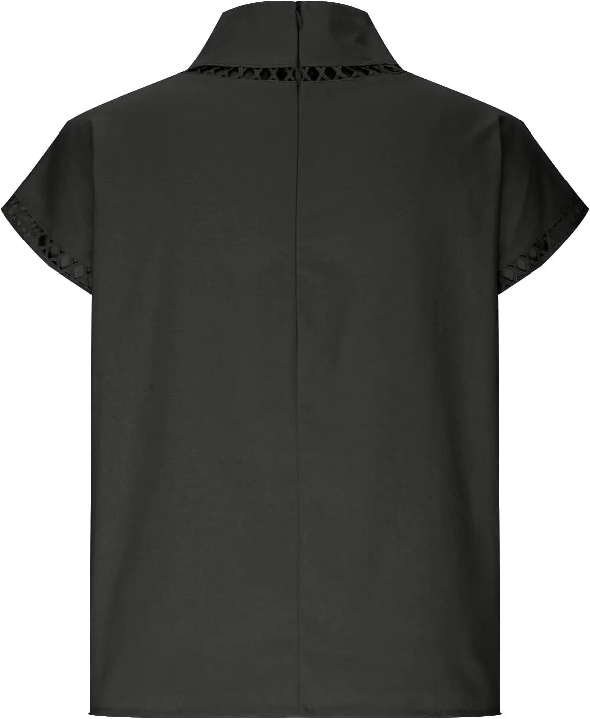 SMIDOW Womens Tops Dressy Casual Spring 2023 Fashion Casp Sleeve Linen Shirts High Neck Eyelet Summer t-Shirt Blouse
