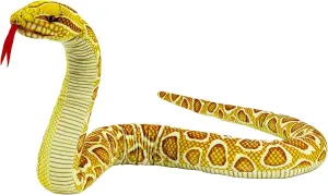 Snake Plush Toy, 59'' Large Washable, Huge Realistic Plush Cuddle Toy, Soft and Cute Children's Gifts, Birthday Party Gifts, Prank Props (Golden Python)