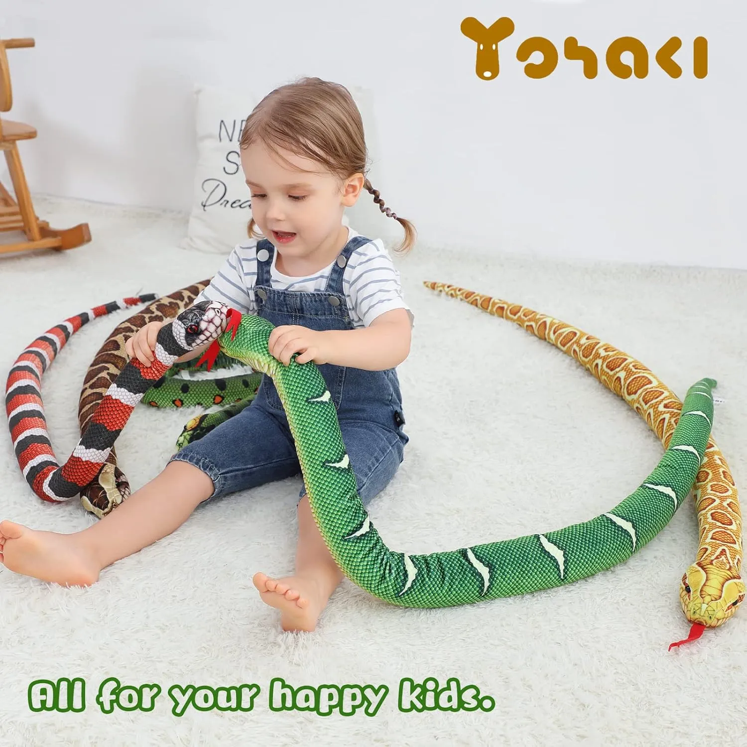 Snake Plush Toy, 59'' Large Washable, Huge Realistic Plush Cuddle Toy, Soft and Cute Children's Gifts, Birthday Party Gifts, Prank Props (Golden Python)