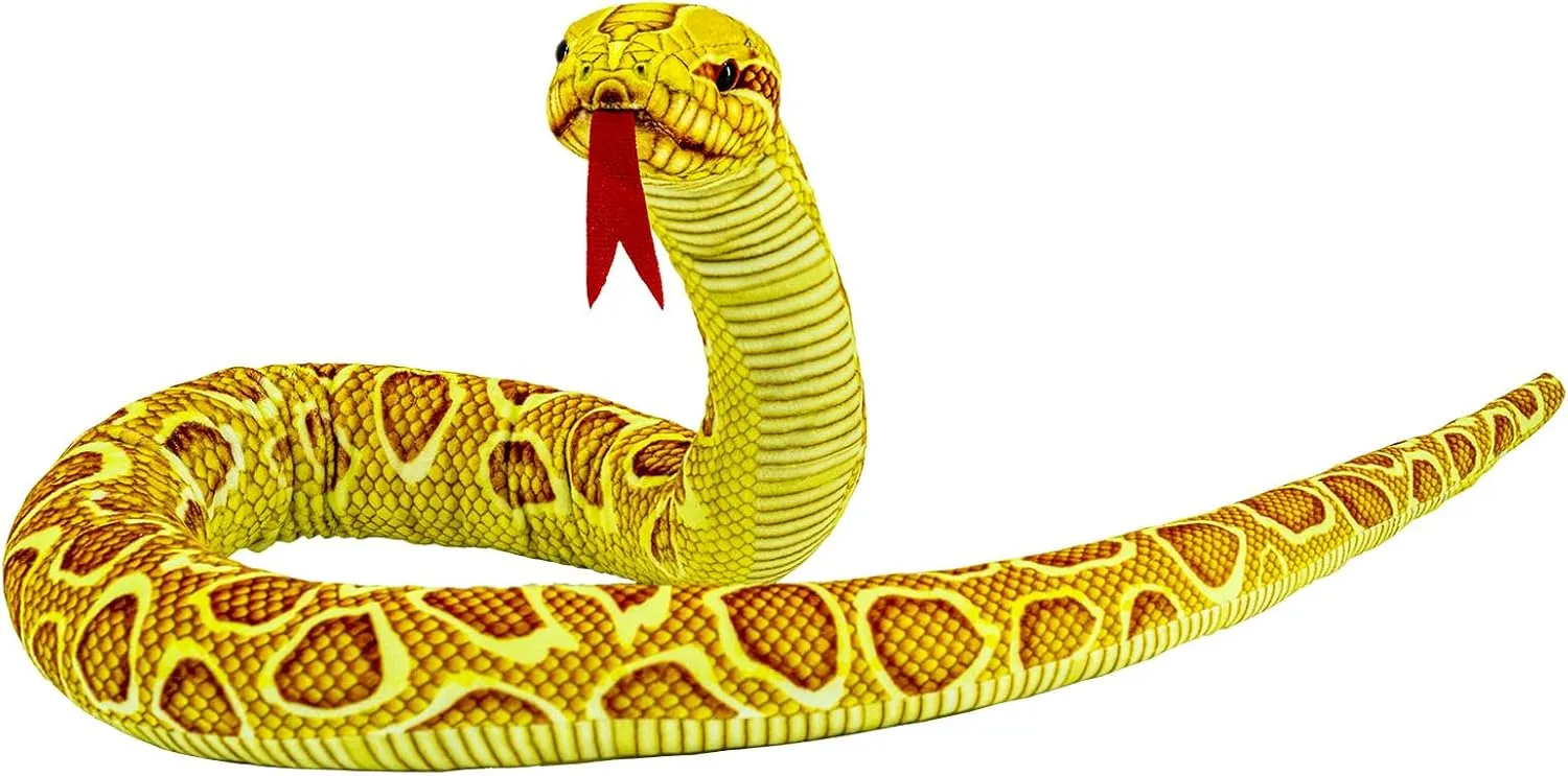 Snake Plush Toy, 59'' Large Washable, Huge Realistic Plush Cuddle Toy, Soft and Cute Children's Gifts, Birthday Party Gifts, Prank Props (Golden Python)