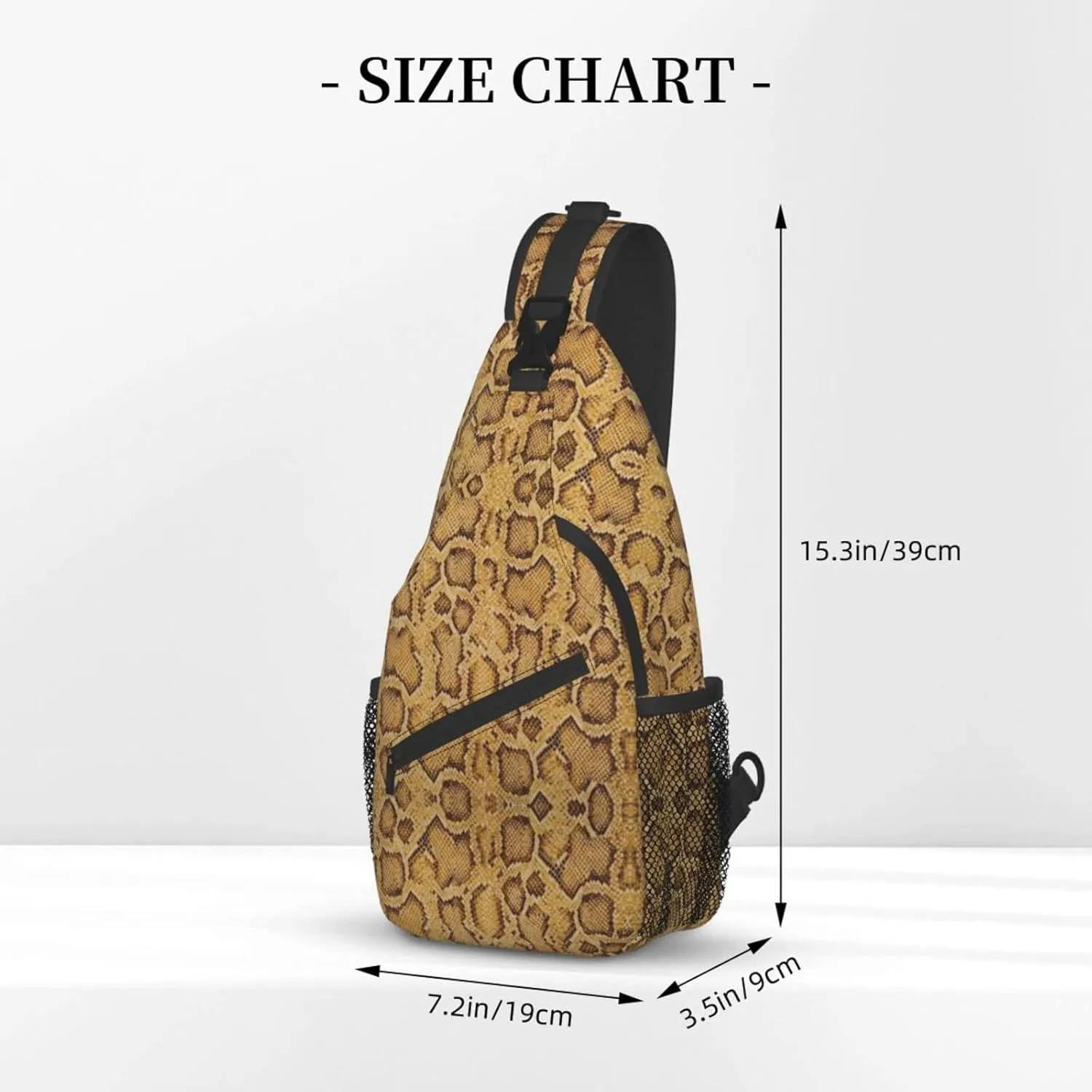 Snake Skin Sling Bag Animal Crossbody Chest Daypack Casual Backpack Women Shoulder Bag For Travel Picnic