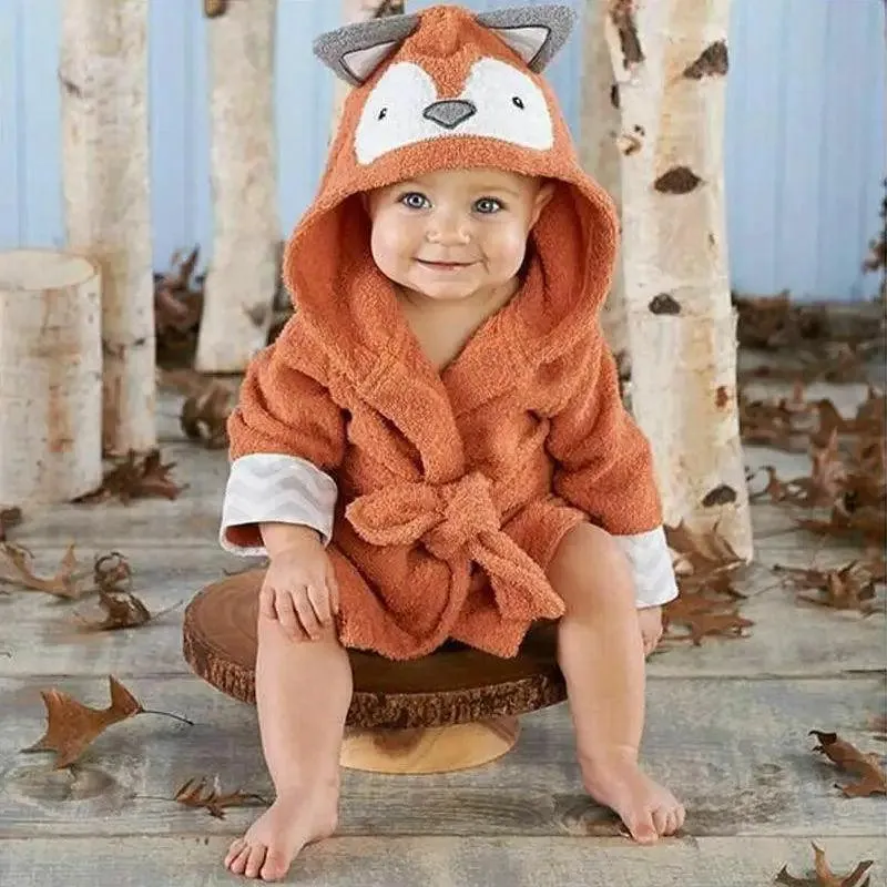 Soft And Comfortable Baby Bathrobes Cute Cartoon Animal Face Sleepwear For Babies Unique Design Hooded Sleepwear For Infants