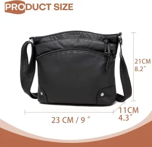 Soft Crossbody Shoulder Bag Purse Tote for Women PU Leather w/Adjustable Strap Brown Black