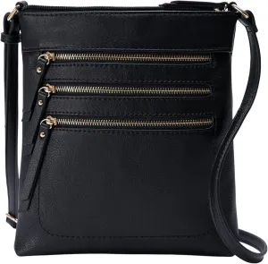 Solene Crossbody Bag Functional Multi Pocket Messenger Purse Top Zip Closure Shoulder Handbag With Adjustable Strap