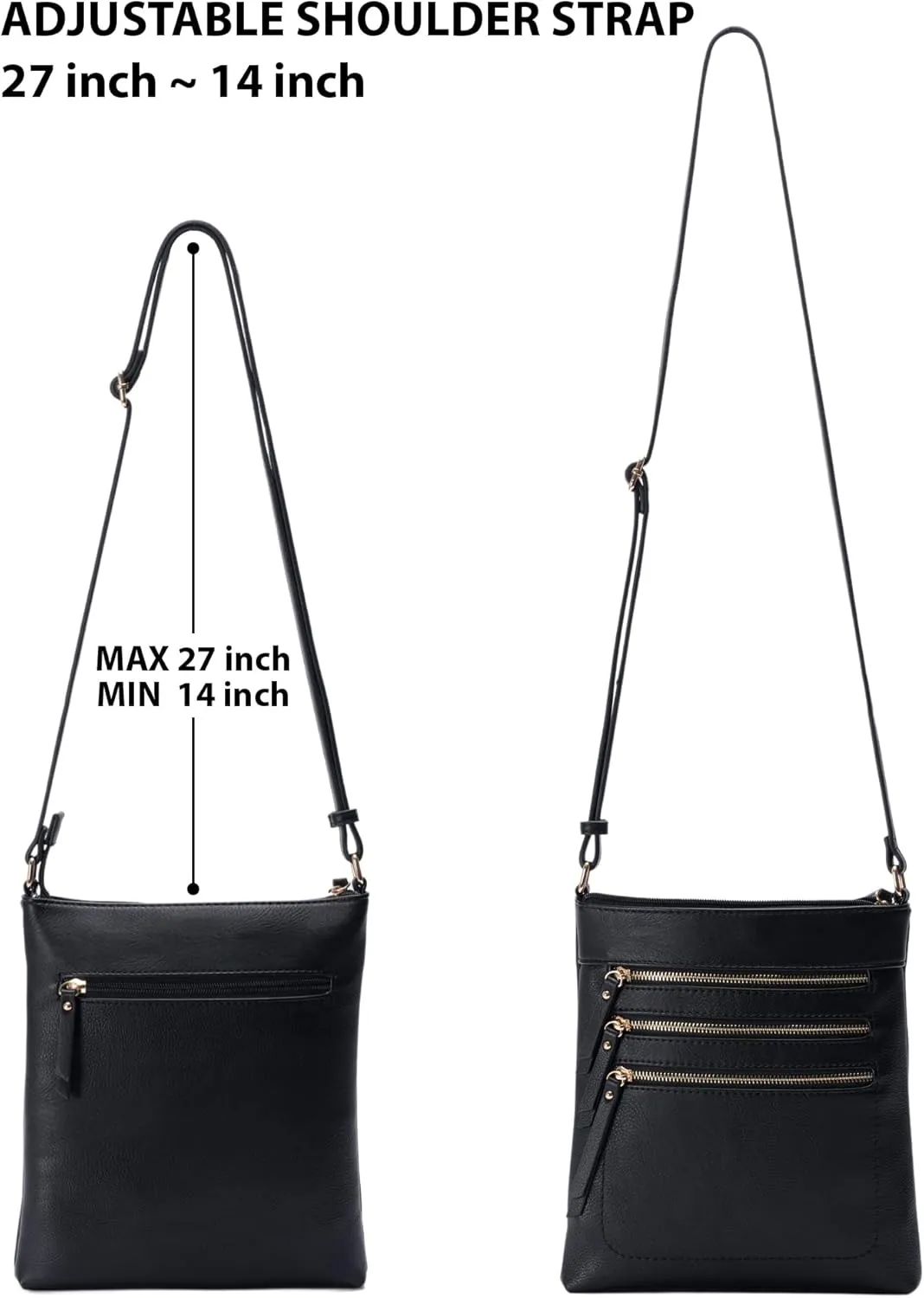 Solene Crossbody Bag Functional Multi Pocket Messenger Purse Top Zip Closure Shoulder Handbag With Adjustable Strap