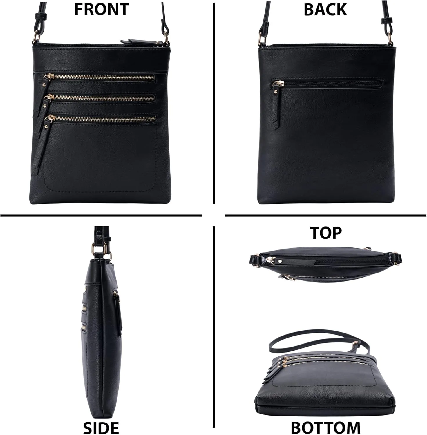 Solene Crossbody Bag Functional Multi Pocket Messenger Purse Top Zip Closure Shoulder Handbag With Adjustable Strap
