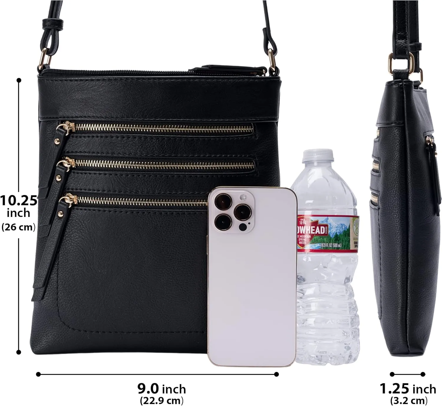 Solene Crossbody Bag Functional Multi Pocket Messenger Purse Top Zip Closure Shoulder Handbag With Adjustable Strap