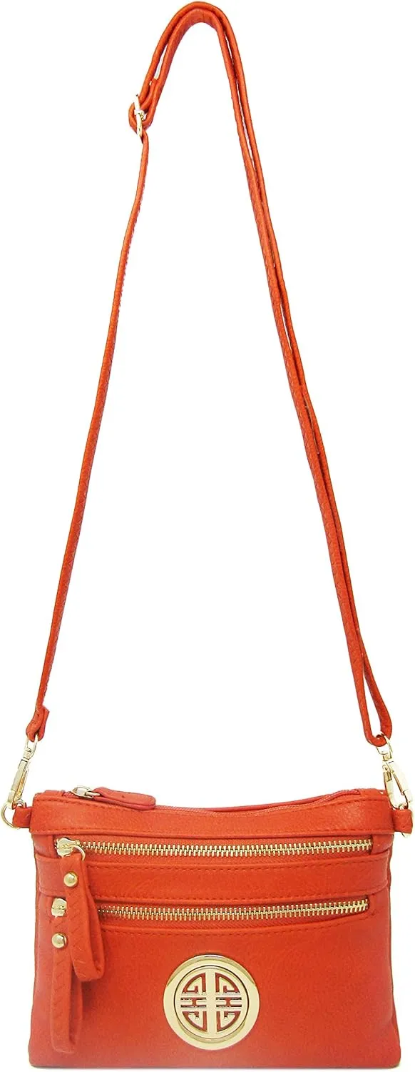 Solene Women's Detachable Wristlet Crossbody Bag With Multi Zipper Pockets