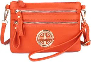 Solene Women's Detachable Wristlet Crossbody Bag With Multi Zipper Pockets