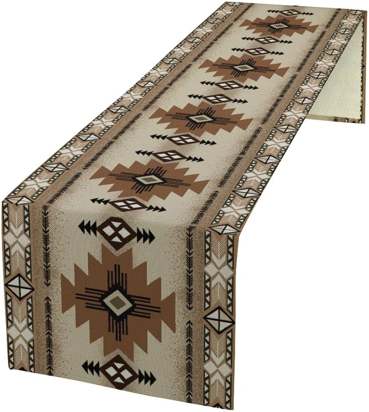 Southwest Boho Table Runner,Vintage Bohemia Native American Tribal Geometry Tablerunner for Kitchen Coffee,72X13inch