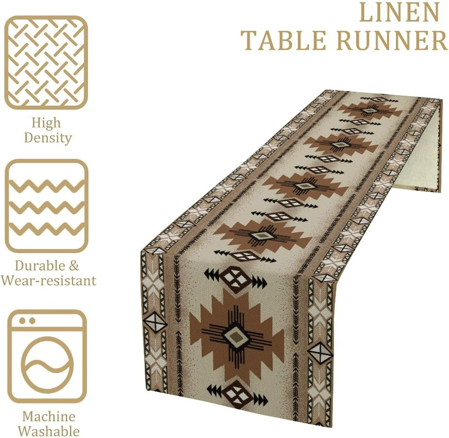 Southwest Boho Table Runner,Vintage Bohemia Native American Tribal Geometry Tablerunner for Kitchen Coffee,72X13inch