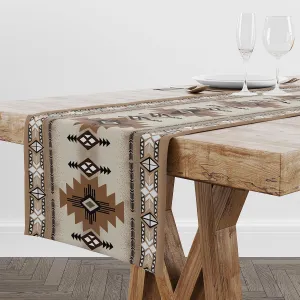 Southwest Boho Table Runner,Vintage Bohemia Native American Tribal Geometry Tablerunner for Kitchen Coffee,72X13inch