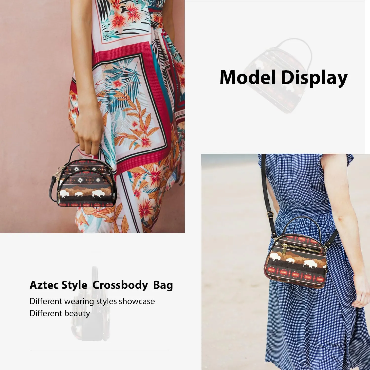 Southwest Crossbody Bags For Women, Handbags, Shoulder Bag, Purse, Pu Leather, With Adjustable Strap