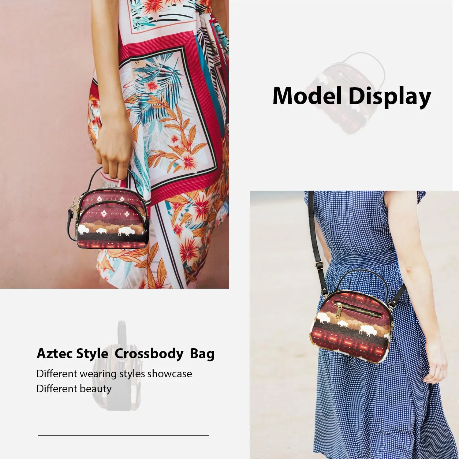 Southwest Crossbody Bags For Women, Handbags, Shoulder Bag, Purse, Pu Leather, With Adjustable Strap