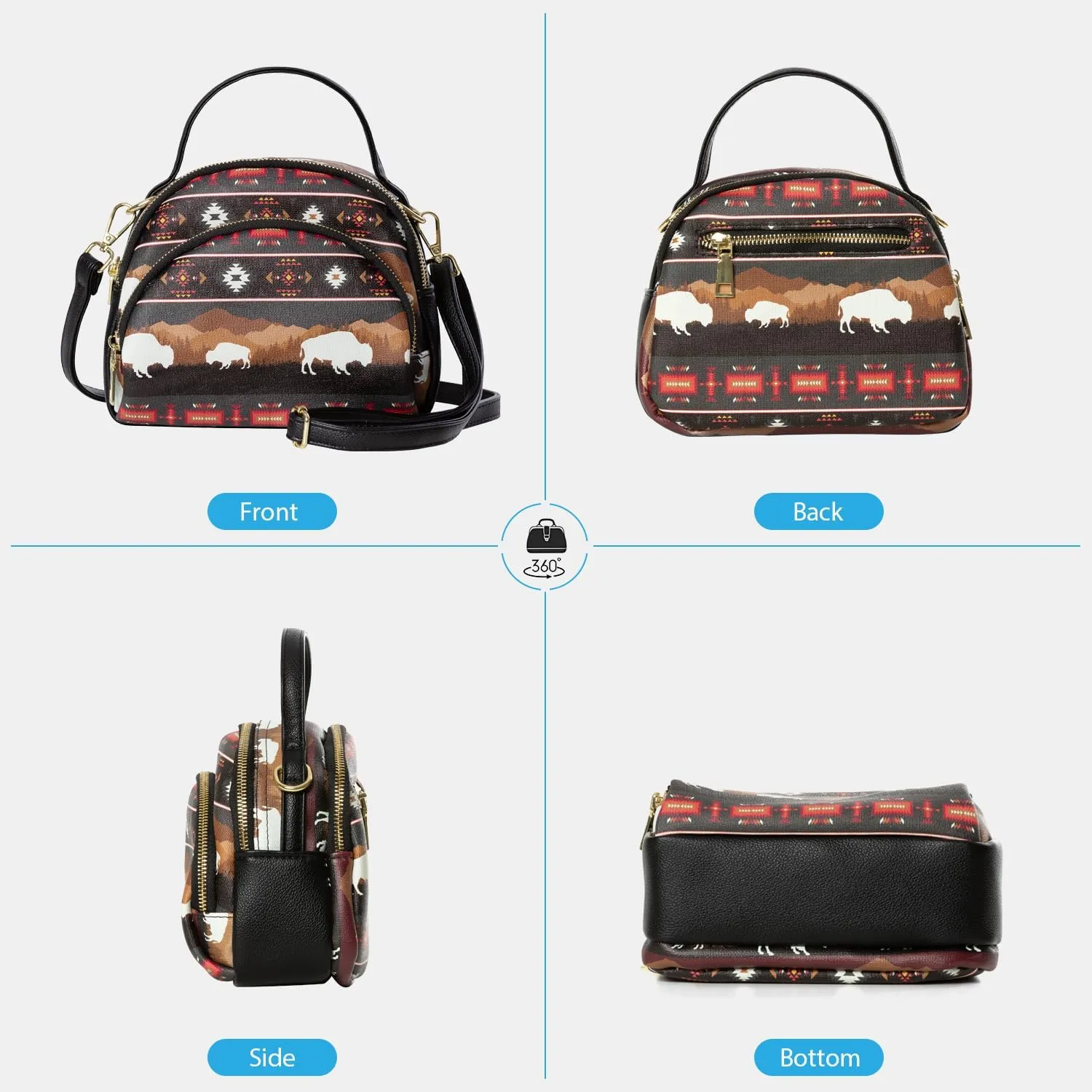 Southwest Crossbody Bags For Women, Handbags, Shoulder Bag, Purse, Pu Leather, With Adjustable Strap