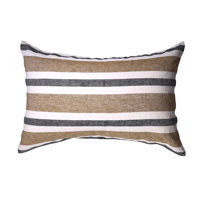 SOW taupe stripe linen pillowcase set standard
