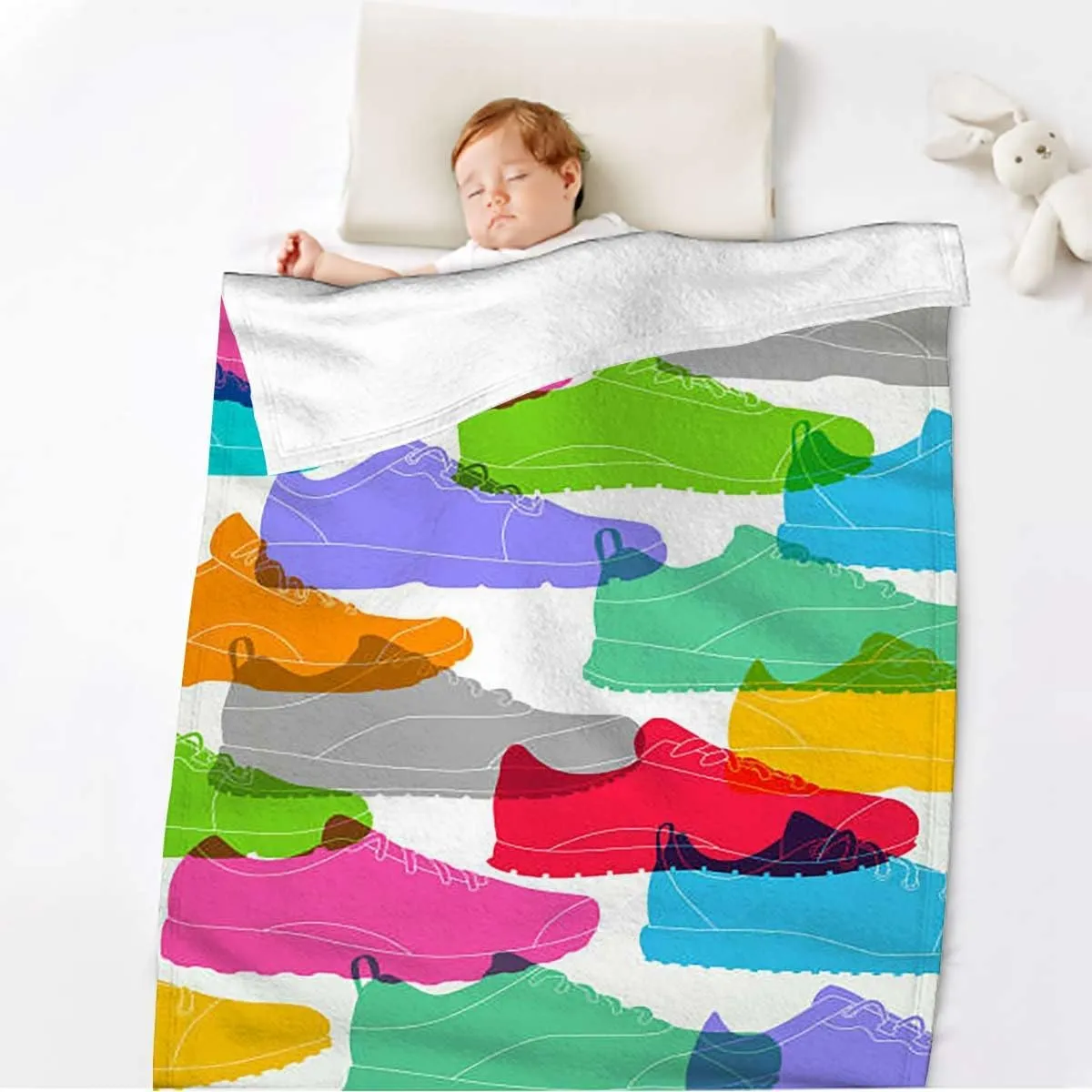 Sport Shoes Sneakers Colorful Throw Blanket for Couch Cozy Soft Blankets & Throws Lightweight Fleece Fall Fuzzy Blanket Couch Chairs Sofa Bedroom Living Room 30x50 Inches