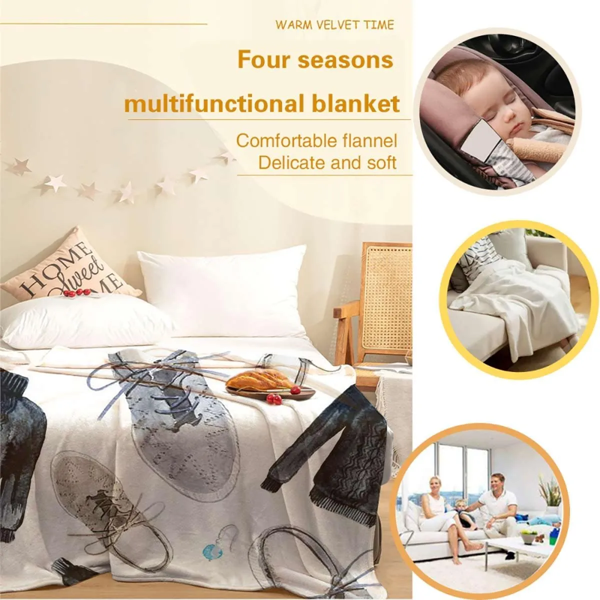 Sport Shoes Sneakers Throw Blanket for Couch Cozy Soft Blankets & Throws Lightweight Fleece Fall Fuzzy Blanket Couch Chairs Sofa Bedroom Living Room 50x60 Inches