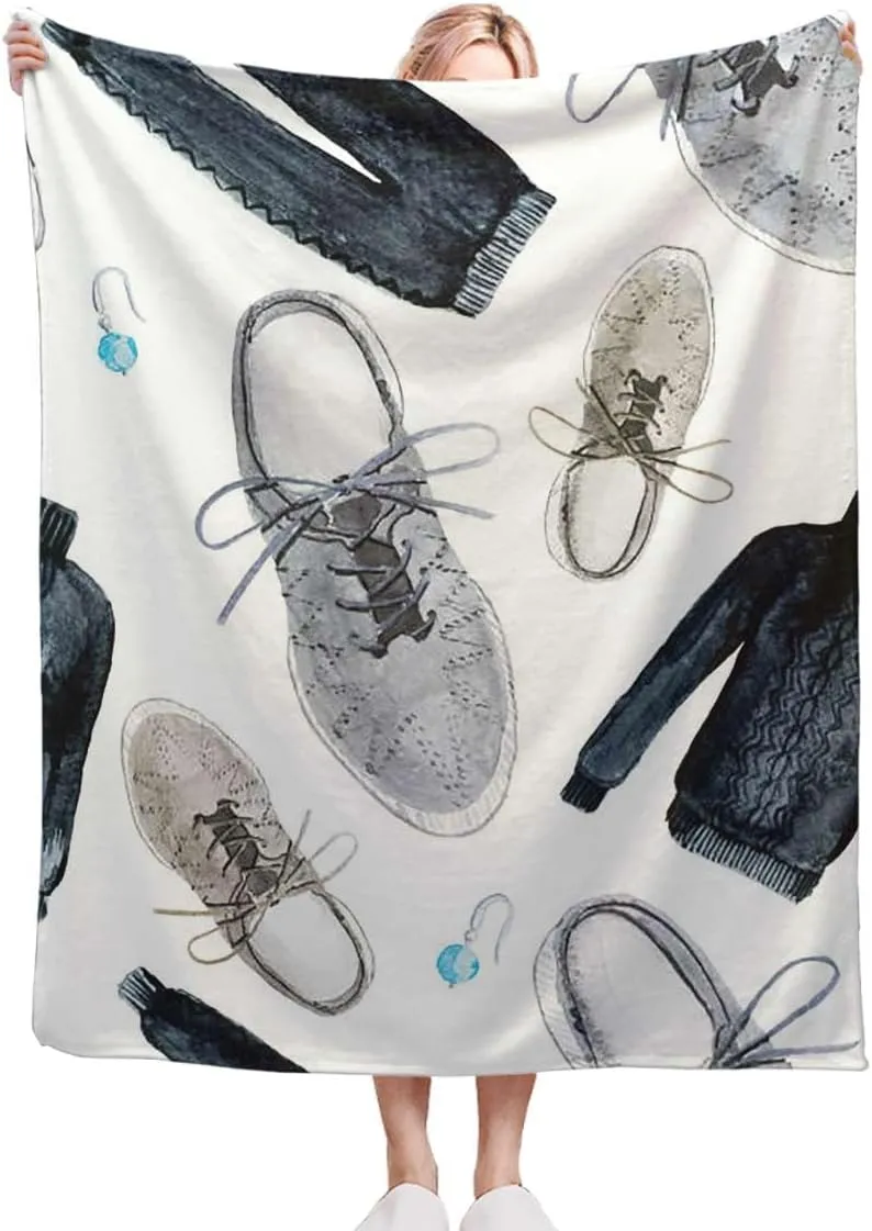 Sport Shoes Sneakers Throw Blanket for Couch Cozy Soft Blankets & Throws Lightweight Fleece Fall Fuzzy Blanket Couch Chairs Sofa Bedroom Living Room 50x60 Inches