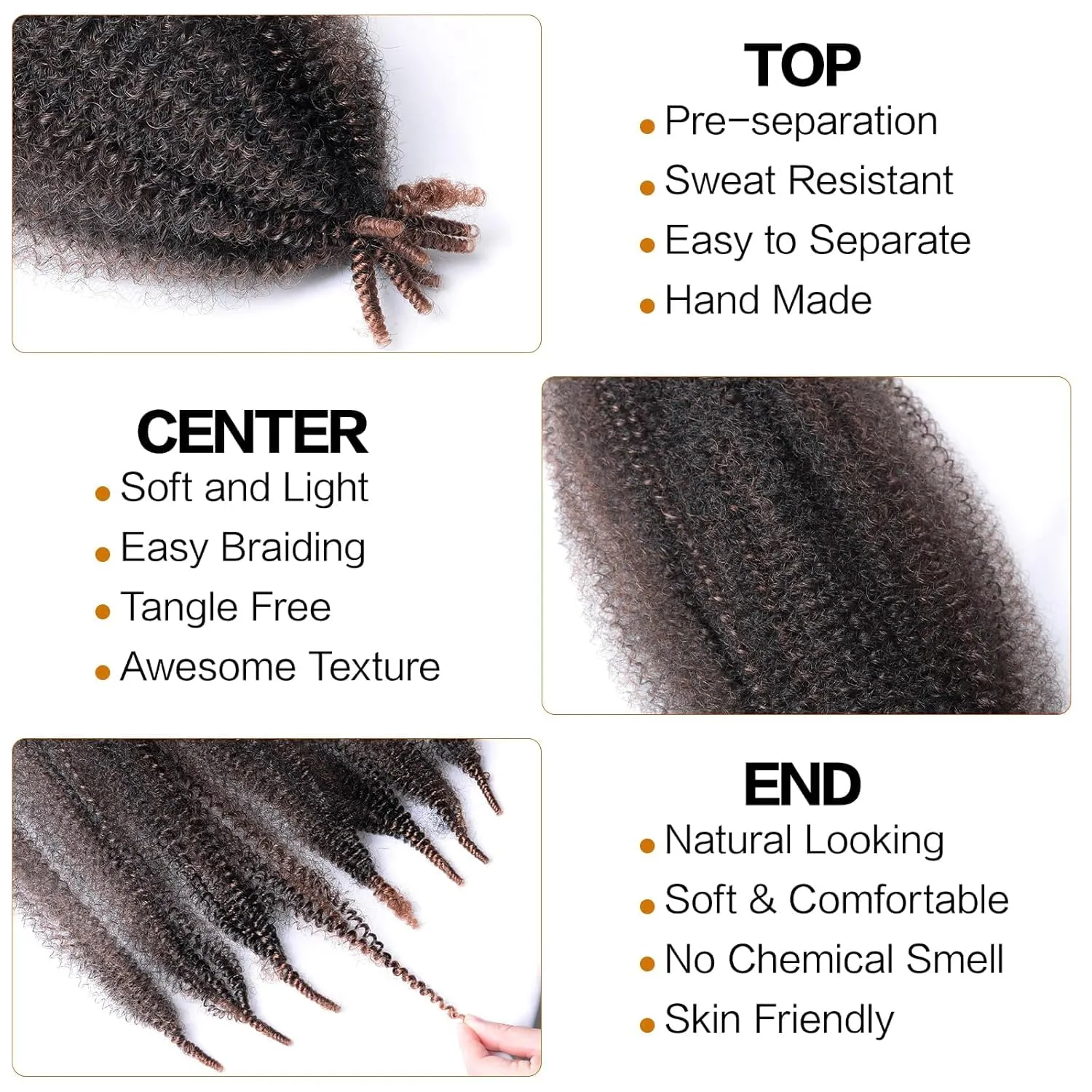 Spring Afro Twist Hair 16 Inch 6 Packs 30G Pre Stretched Braiding Hair Marley Twist Hair Extensions Pre Fluffed Kinky Twist Hair for Soft Locs Extensions(16 Inch,6Pack,T30#)