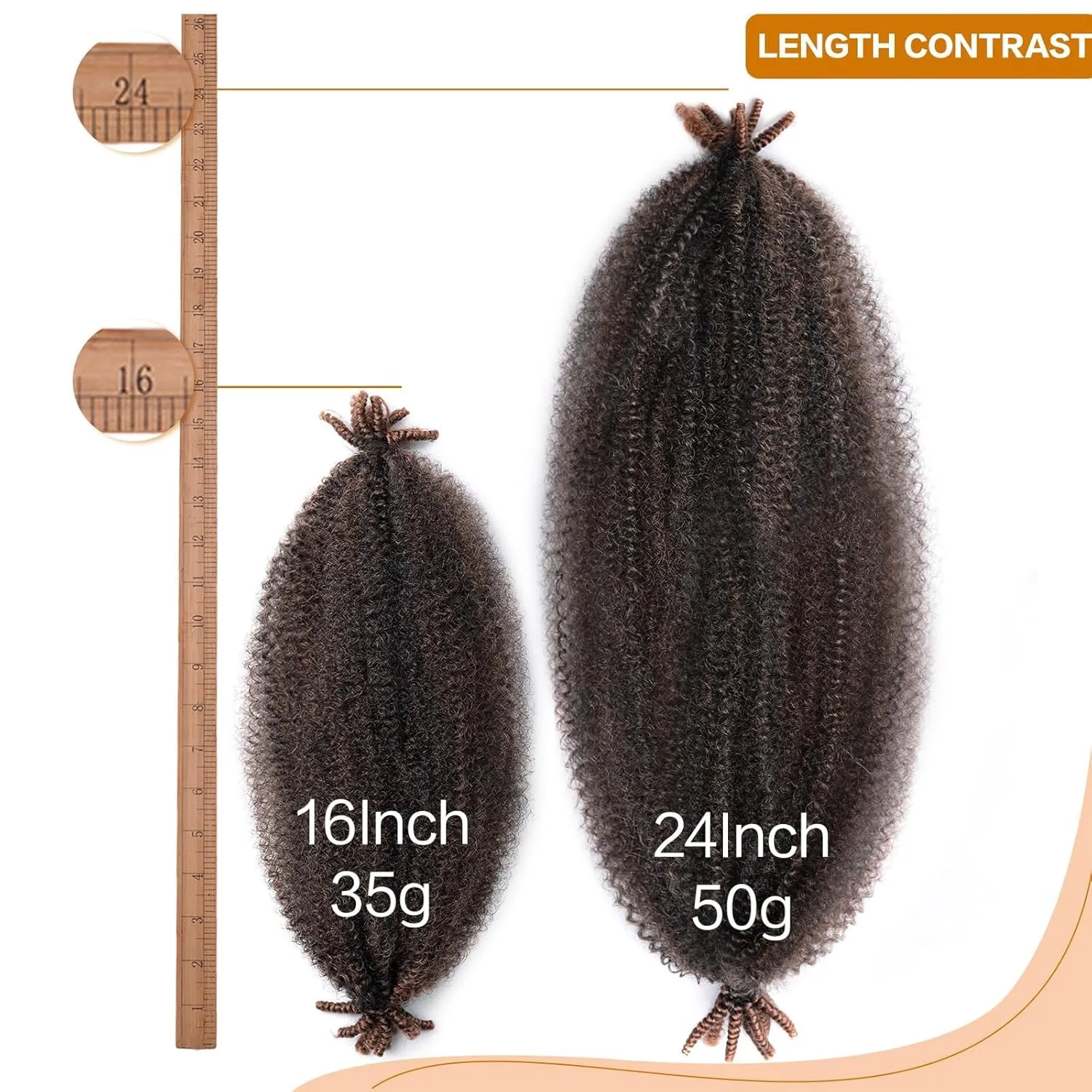 Spring Afro Twist Hair 16 Inch 6 Packs 30G Pre Stretched Braiding Hair Marley Twist Hair Extensions Pre Fluffed Kinky Twist Hair for Soft Locs Extensions(16 Inch,6Pack,T30#)